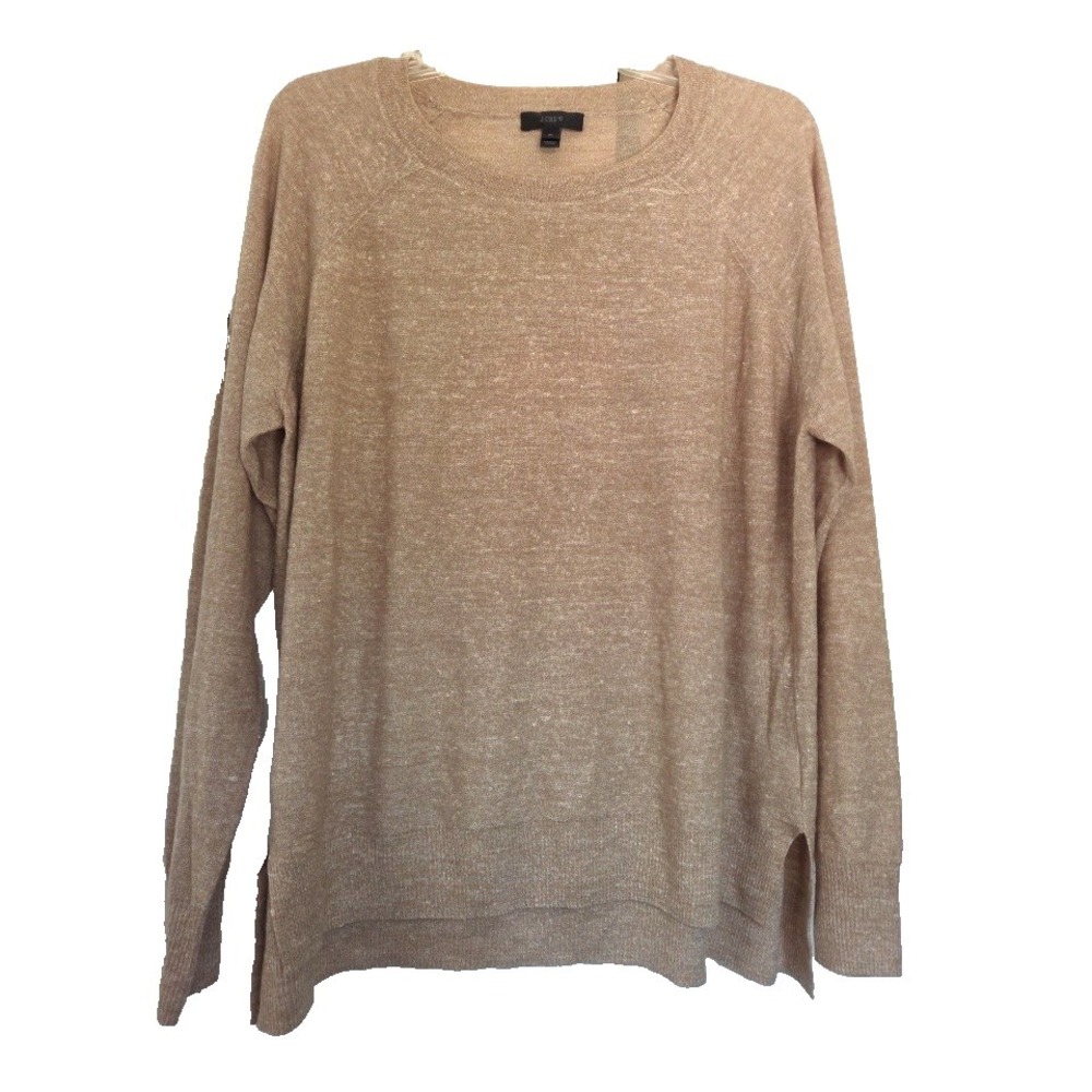 J. Crew Lightweight Linen/Merinoโ Sweater Tan/Brown Crew Neck, XL